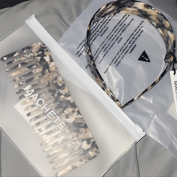 MACHETE Abalone Wide Headband & Comb Set Handcrafted‎ Italian Acetate Gift Ready - Picture 2 of 12